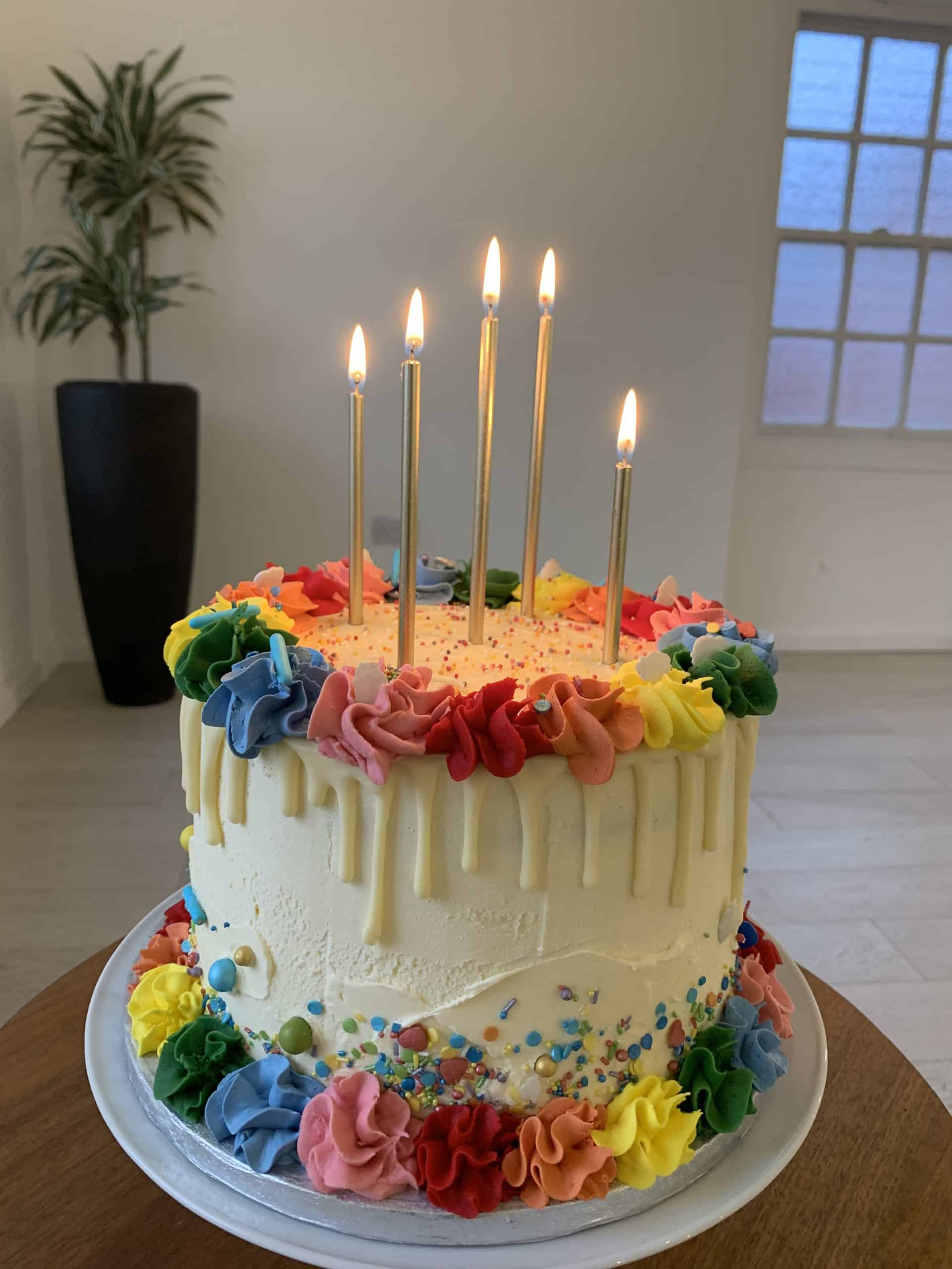 rainbow decorated adams cakes london bespoke cake